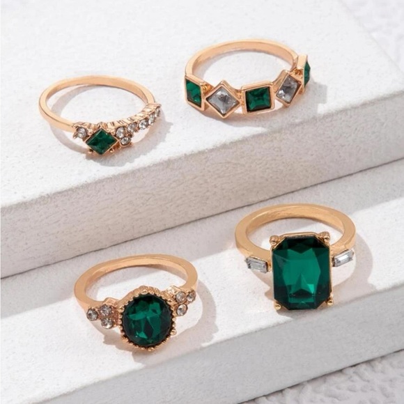 Emerald Gold Stackable Rings - Picture 2 of 2